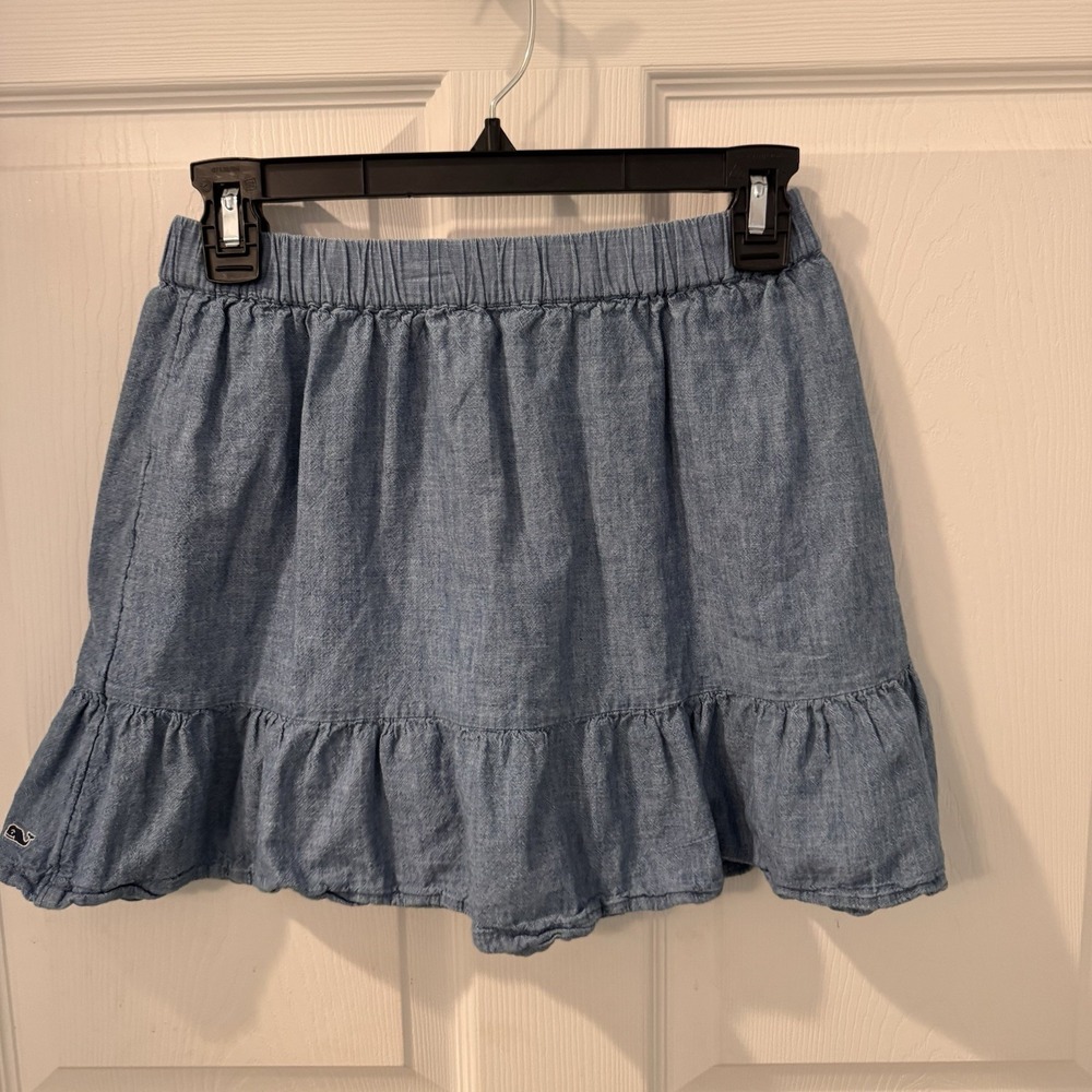 VINEYARD VINES Blue‎ Denim Skirt Girls Size L ( 14 ) Ruffle Country Western - Picture 2 of 7